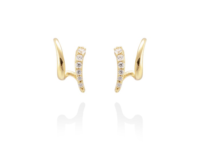 Pendientes de plata trapadores aro con circonita blanca