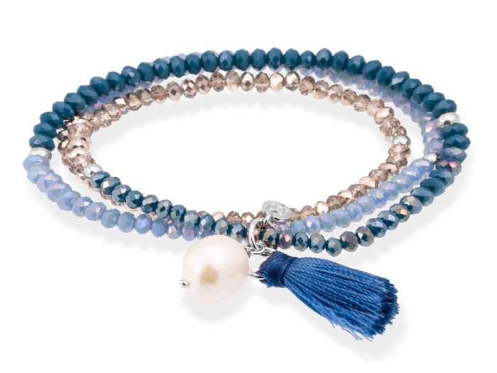 Armband ZEN Blau in silber rose vergoldet