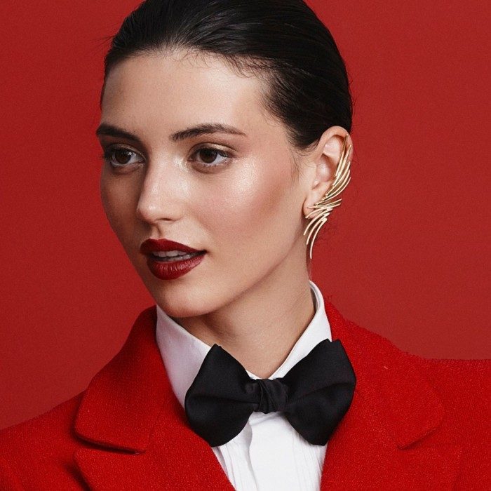 Climber Earring Line maxi  in golden silver