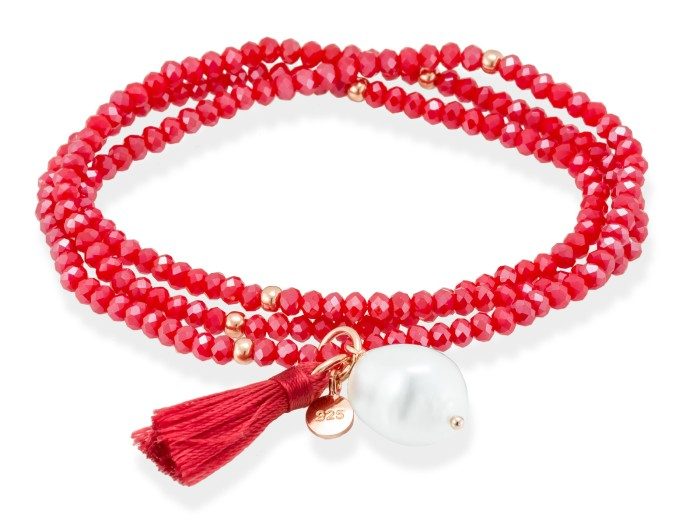 Bracelet ZEN Red in rose silver