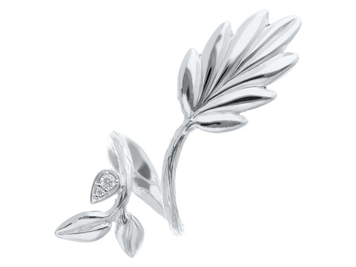 Anillo de plata grande con hoja de palmera
