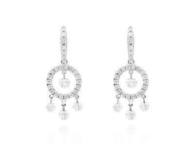 Pendientes de Oro 18Kt y diamantes chandelier redondo ballerina