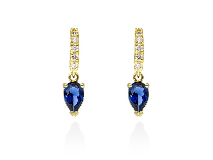 Pendientes talla pera con gema de color natural y Oro 18Kt