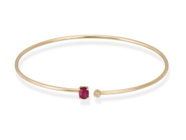 Pulsera rígida en Oro 18Kt. y diamantes