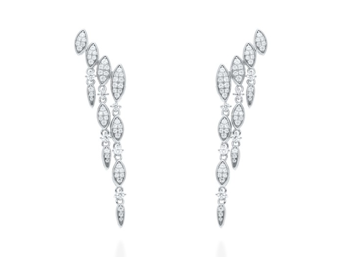 Silberne Ear Crawler Ohrringe mit weißer Zirkonia