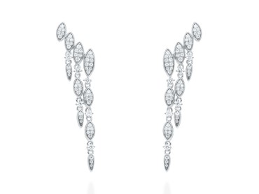 Silver Ear Climber Earrings with White Cubic Zirconia