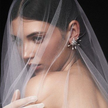 Pendientes de plata trepador con circonita blanca. FIREWORK