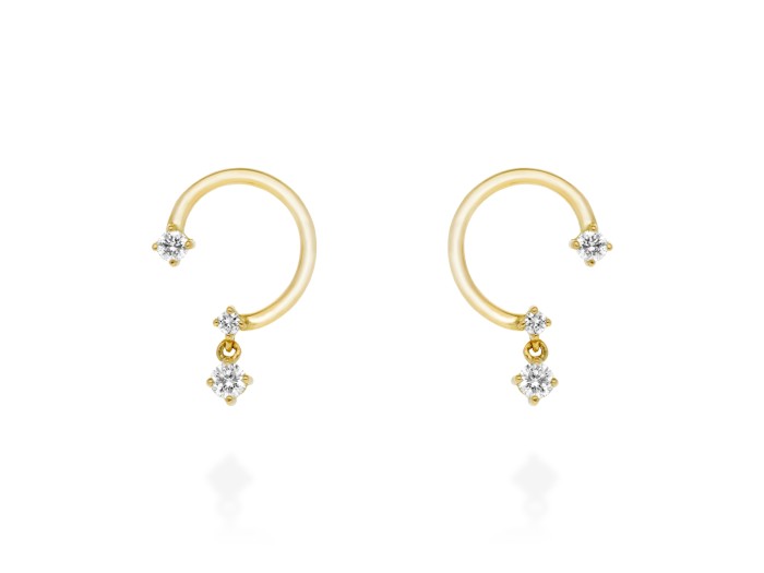 Pendientes de oro y diamantes en aro