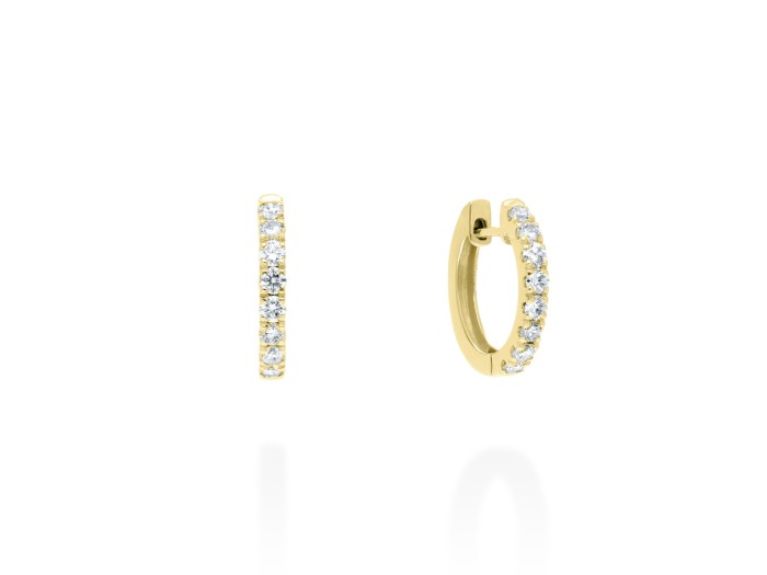 Pendientes de oro criolla pequeños con diamantes