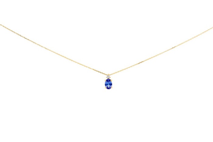 Gargantilla de oro con diamantes y tanzanita