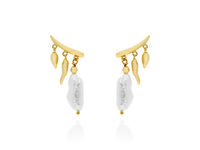 Pendientes de plata con perla trepadores