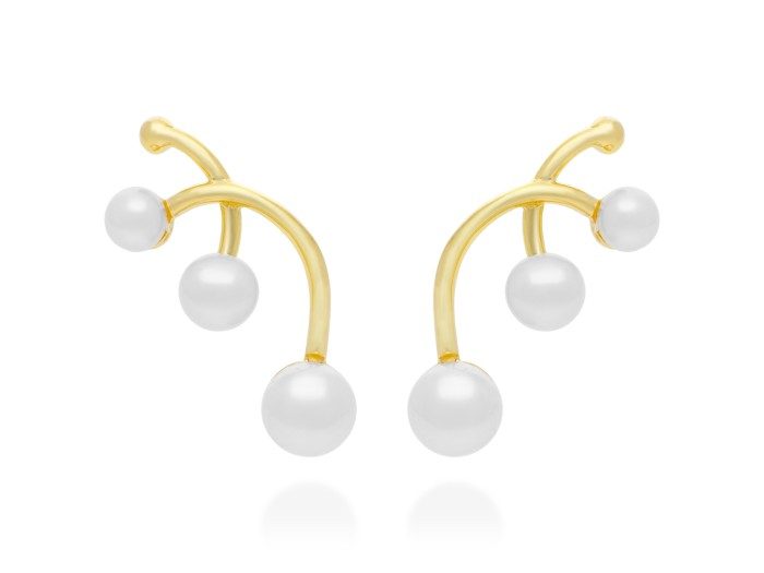 Pendientes de plata con perlas trepadores. YI