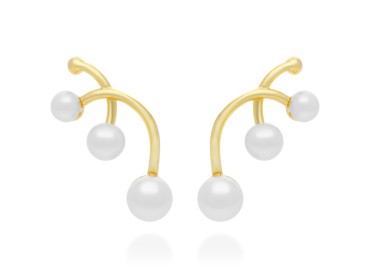Pendientes de plata con perlas trepadores. YI