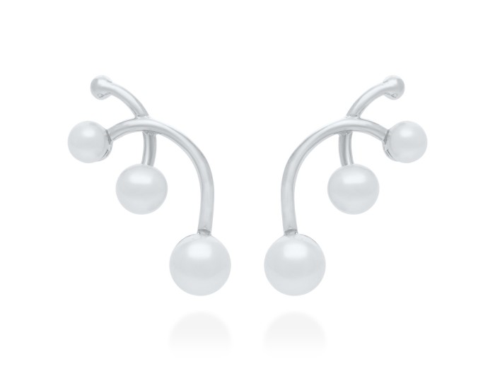Pendientes de plata con perlas trepadores. YI