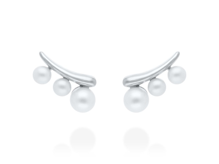 Pendientes de plata con tres perlas trepadores