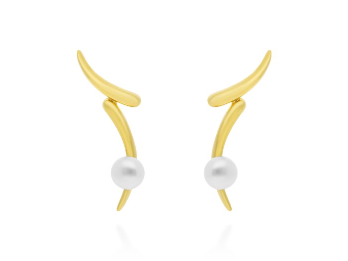 Pendientes de plata con perla trepadores DANSU