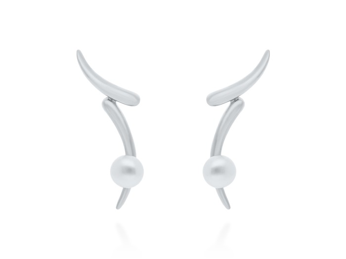 Pendientes de plata con perla trepadores DANSU