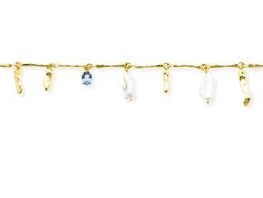 Pulsera de plata con perlas y gema de color