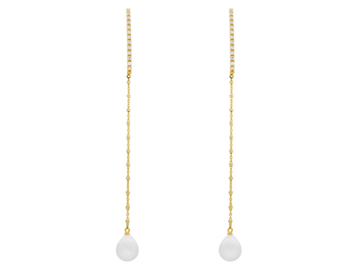 Pendientes de plata con perla y circonitas