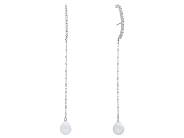 Pendientes de plata con perla y circonitas