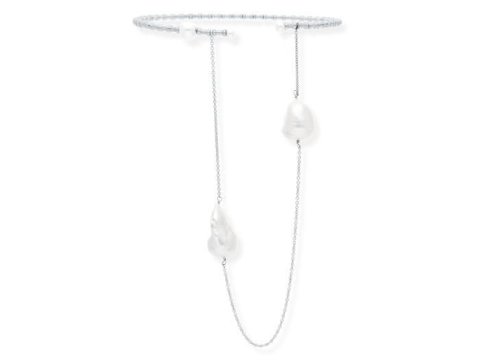 Gargantilla de plata con dos perlas