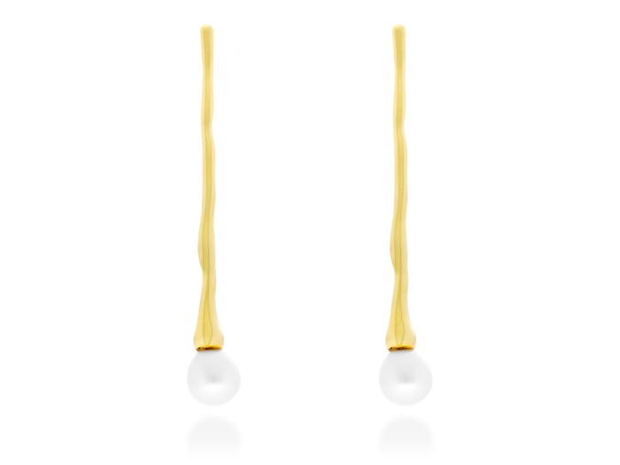 Pendientes de plata con perla largos