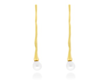 Pendientes de plata con perla largos