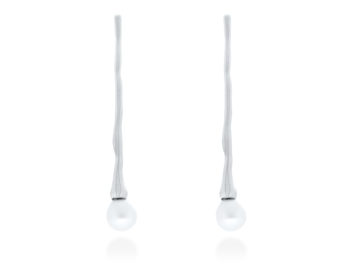 Pendientes de plata con perla largos