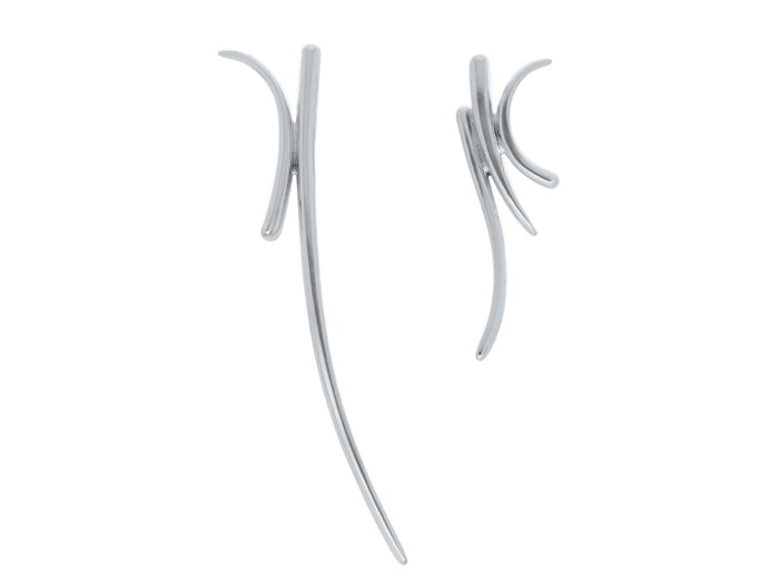 Pendientes de plata largos asimétricos