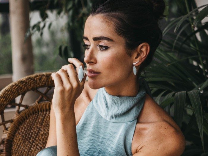 Ring PISA aquamarine in golden silver