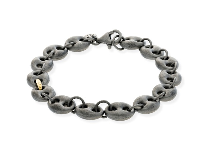 Pulsera de plata y oro amarillo calabrote pequeño