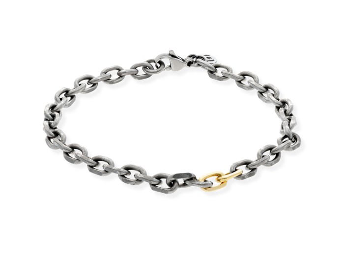 Pulsera de titanio y oro amarillo eslabón pequeño