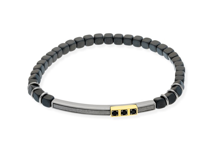 Pulsera de plata con diamantes negros