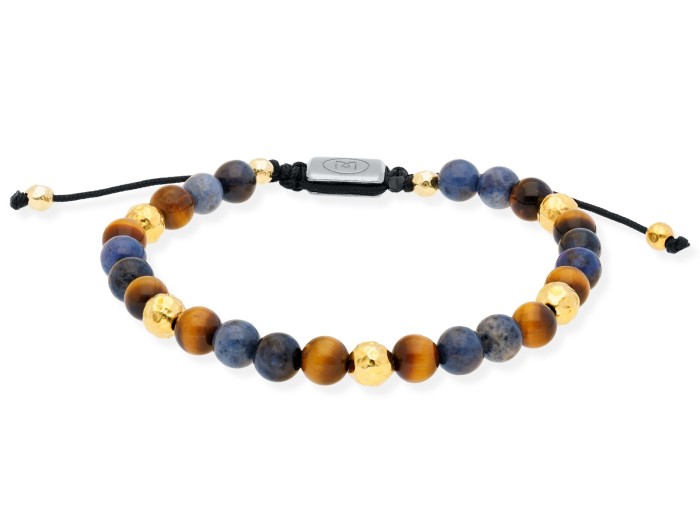 Pulsera de plata con ojo de tigre y dumortieri