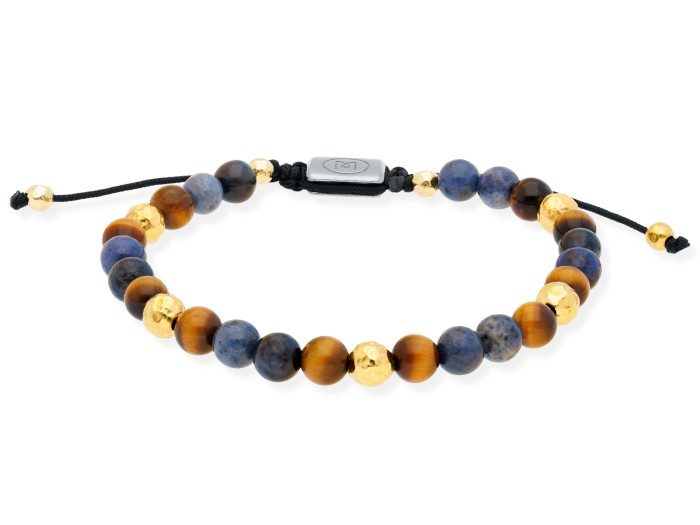 Pulsera de plata con ojo de tigre y dumortieri