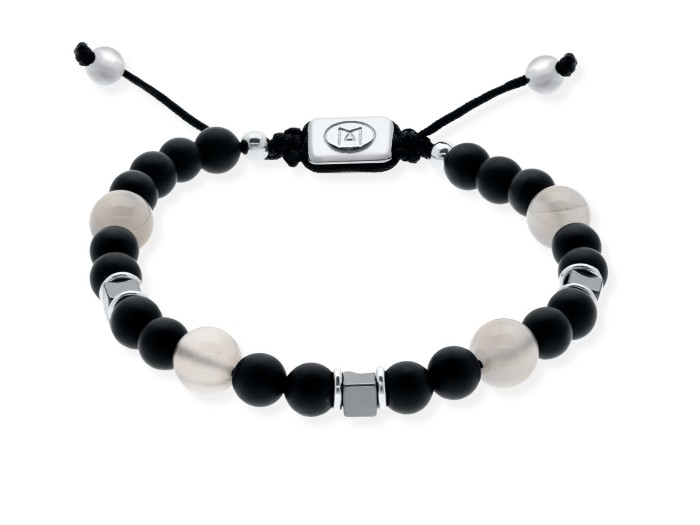 Pulsera de plata onix y piedra luna