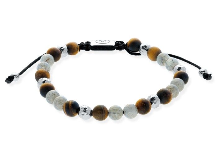 Pulsera de plata con ojo tigre y labra