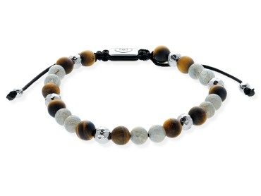 Pulsera de plata con ojo tigre y labra