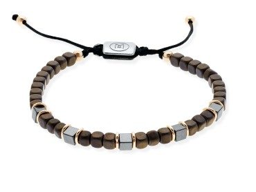 Pulsera de plata rosa con hematites marrones