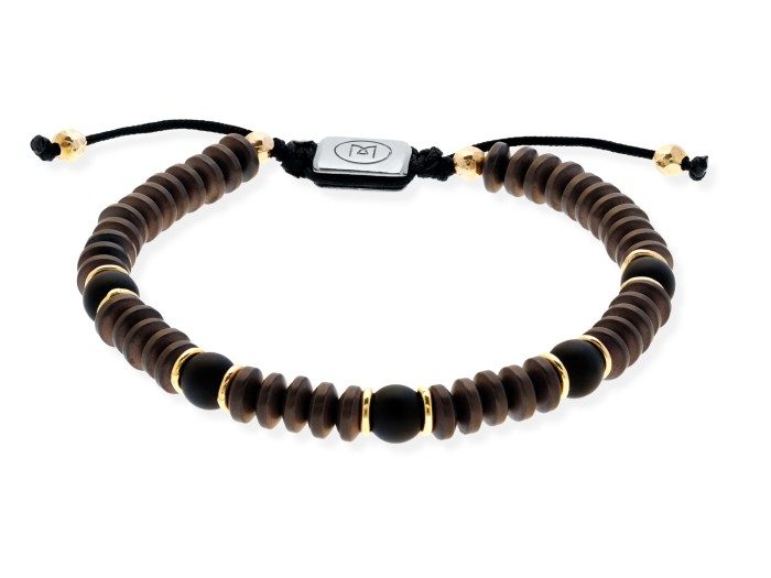 Pulsera de plata rosa y hematites marrones