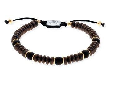 Pulsera de plata rosa y hematites marrones