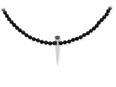 Collar de plata con diamantes negros y onix