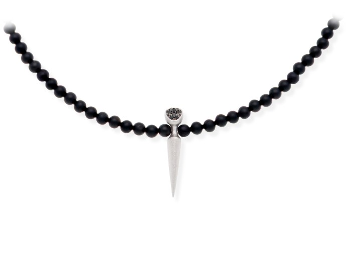 Collar de plata con diamantes negros y onix