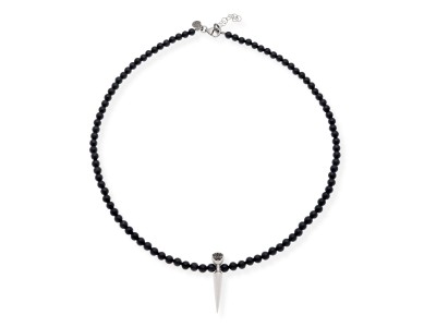 Collar de plata con diamantes negros y onix