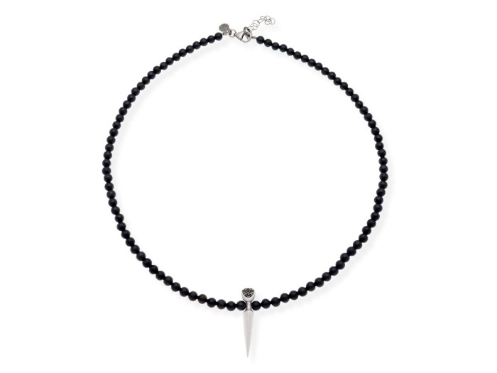 Collar de plata con diamantes negros y onix