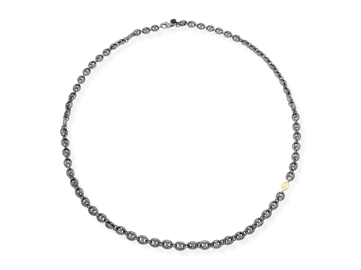 Gargantilla de plata y oro amarillo calabrote