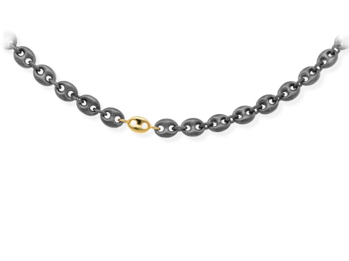 Halskette aus Silber und Gelbgold im Kaliberketten-Design