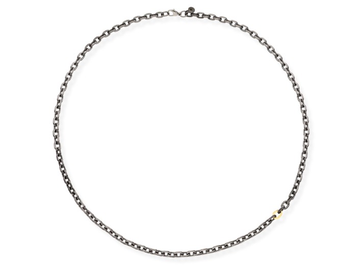 Collar eslabones de titanio y oro amarillo