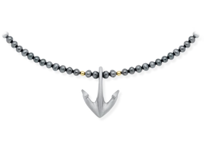 Collar de plata y oro amarillo con ancla