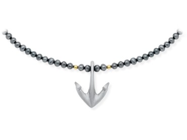 Collar de plata y oro amarillo con ancla